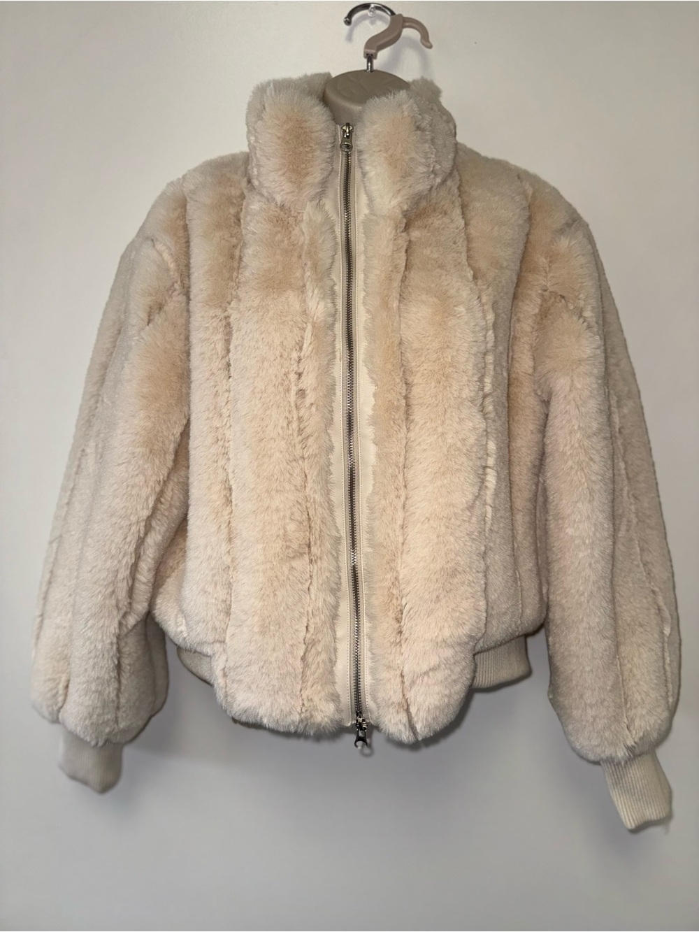 Jason Wu (Medium) Cream Plush Faux-Fur Zip Jacket